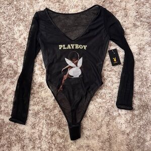NWT PLAYBOY DOLLS KILL COLLAB BODYSUIT MESH LOGO